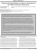 Cover page: A Playroom Internal Waiting Area Improves Productivity in the Pediatric Emergency Department