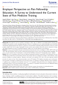 Cover page: Employer Perspective on Pain Fellowship Education: A Survey to Understand the Current State of Pain Medicine Training.