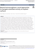 Cover page: Beyond microroughness: novel approaches to navigate osteoblast activity on implant surfaces.