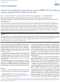 Cover page: Severe acute respiratory coronavirus virus 2 (SARS-CoV-2) screening among symptom-free healthcare workers