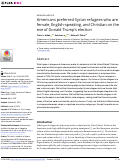 Cover page: Americans preferred Syrian refugees who are female, English-speaking, and Christian on the eve of Donald Trump’s election