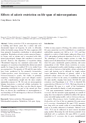 Cover page: Effects of calorie restriction on life span of microorganisms