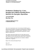 Cover page: Preliminary Findings for a Lane-Keeping and Collision-Warning Driver Interface for Snowplow Operations