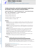 Cover page: Childhood Adversities and Adult Cardiometabolic Health