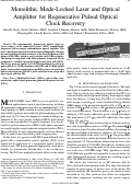 Cover page: Monolithic Mode-Locked Laser and Optical Amplifier for Regenerative Pulsed Optical Clock Recovery