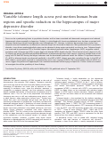 Cover page: Variable telomere length across post-mortem human brain regions and specific reduction in the hippocampus of major depressive disorder.