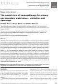 Cover page: The current state of immunotherapy for primary and secondary brain tumors: similarities and differences