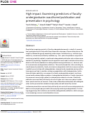 Cover page: High impact: Examining predictors of faculty-undergraduate coauthored publication and presentation in psychology