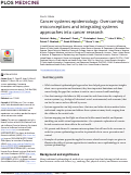 Cover page: Cancer systems epidemiology: Overcoming misconceptions and integrating systems approaches into cancer research