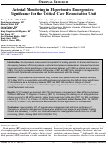 Cover page: Arterial Monitoring in Hypertensive Emergencies: Significance for the Critical Care Resuscitation Unit