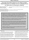 Cover page: Preparing Osteopathic Students for the Single Graduate Medical Education Accreditation System: Evaluating Factors for Match Success in Emergency Medicine