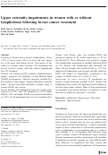 Cover page: Upper extremity impairments in women with or without lymphedema following breast cancer treatment.