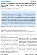 Cover page: Oxygen Tension Modulates Differentiation and Primary Macrophage Functions in the Human Monocytic THP-1 Cell Line