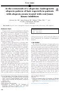 Cover page: At the crossroads of 2 alopecias: Androgenetic alopecia pattern of hair regrowth in patients with alopecia areata treated with oral Janus kinase inhibitors