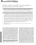 Cover page: Metabolic sensitivity of pancreatic tumour cell apoptosis to glycogen phosphorylase inhibitor treatment