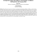 Cover page: An Exploratory Study of the Influence of Pretend Play on Children’sSelf-Regulation and Language Skills