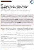 Cover page: The Tangible Benefits of Living Donation: Results of a Qualitative Study of Living Kidney Donors.