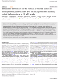 Cover page: Metabolite differences in the medial prefrontal cortex in schizophrenia patients with and without persistent auditory verbal hallucinations: a 1H MRS study