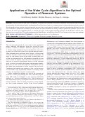 Cover page: Application of the Water Cycle Algorithm to the Optimal Operation of Reservoir Systems