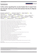 Cover page: Call to action regarding the vascular‐bipolar link: A report from the Vascular Task Force of the International Society for Bipolar Disorders