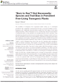 Cover page: “Born to Run”? Not Necessarily: Species and Trait Bias in Persistent Free-Living Transgenic Plants