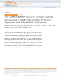 Cover page: The CaMKII/NMDA receptor complex controls hippocampal synaptic transmission by kinase-dependent and independent mechanisms.