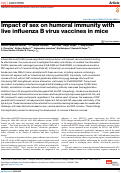 Cover page: Impact of sex on humoral immunity with live influenza B virus vaccines in mice.