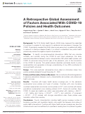 Cover page: A Retrospective Global Assessment of Factors Associated With COVID-19 Policies and Health Outcomes