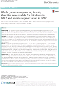 Cover page: Whole genome sequencing in cats, identifies new models for blindness in AIPL1 and somite segmentation in HES7