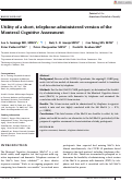 Cover page: Utility of a short, telephone-administered version of the Montreal Cognitive Assessment.