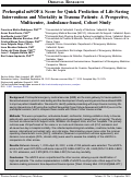 Cover page: Prehospital mSOFA Score for Quick Prediction of Life-Saving Interventions and Mortality in Trauma Patients: A Prospective, Multicenter, Ambulance-based, Cohort Study