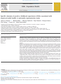 Cover page: Specific domains of positive childhood experiences (PCEs) associated with improved adult health: A nationally representative study