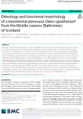 Cover page: Osteology and functional morphology of a transitional pterosaur Dearc sgiathanach from the Middle Jurassic (Bathonian) of Scotland.