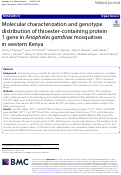 Cover page: Molecular characterization and genotype distribution of thioester-containing protein 1 gene in Anopheles gambiae mosquitoes in western Kenya.