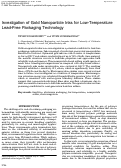 Cover page: Investigation of Gold Nanoparticle Inks for Low-Temperature Lead-Free Packaging Technology