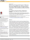 Cover page: Deficiency of Lipoprotein Lipase in Neurons Decreases AMPA Receptor Phosphorylation and Leads to Neurobehavioral Abnormalities in Mice