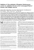 Cover page: Inhibition of GAPDH activity by antibodies present in the cerebrospinal fluid of patients with Multiple Sclerosis