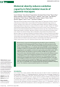 Cover page: Maternal obesity reduces oxidative capacity in fetal skeletal muscle of Japanese macaques