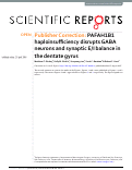 Cover page: Publisher Correction: PAFAH1B1 haploinsufficiency disrupts GABA neurons and synaptic E/I balance in the dentate gyrus