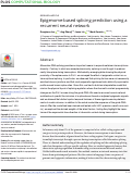 Cover page: Epigenome-based splicing prediction using a recurrent neural network.