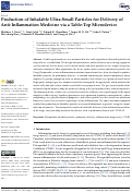 Cover page: Production of Inhalable Ultra-Small Particles for Delivery of Anti-Inflammation Medicine via a Table-Top Microdevice