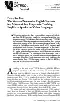 Cover page: Diary Studies: The Voices of Nonnative English Speakers in a Master of Arts Program in Teaching English to Speakers of Other Languages