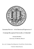 Cover page: Literature Review:  Is the Emotional Expression of Contempt Recognized Universally or Culturally?