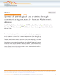 Cover page: Spread of pathological tau proteins through communicating neurons in human Alzheimer’s disease