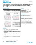 Cover page: Performance of crisis standards of care guidelines in a cohort of critically ill COVID-19 patients in the United States.