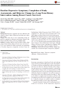 Cover page: Baseline Depressive Symptoms, Completion of Study Assessments, and Behavior Change in a Long-Term Dietary Intervention Among Breast Cancer Survivors