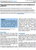 Cover page: Hypo-pigmented mycosis fungoides is a rare malignancy in pediatrics