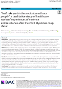 Cover page: I will take part in the revolution with our people: a qualitative study of healthcare workers experiences of violence and resistance after the 2021 Myanmar coup detat.