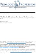 Cover page: The Shock of Tradition: The Case of the Humanities Lab