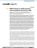 Cover page: fMRI findings in MTBI patients with headaches following rTMS